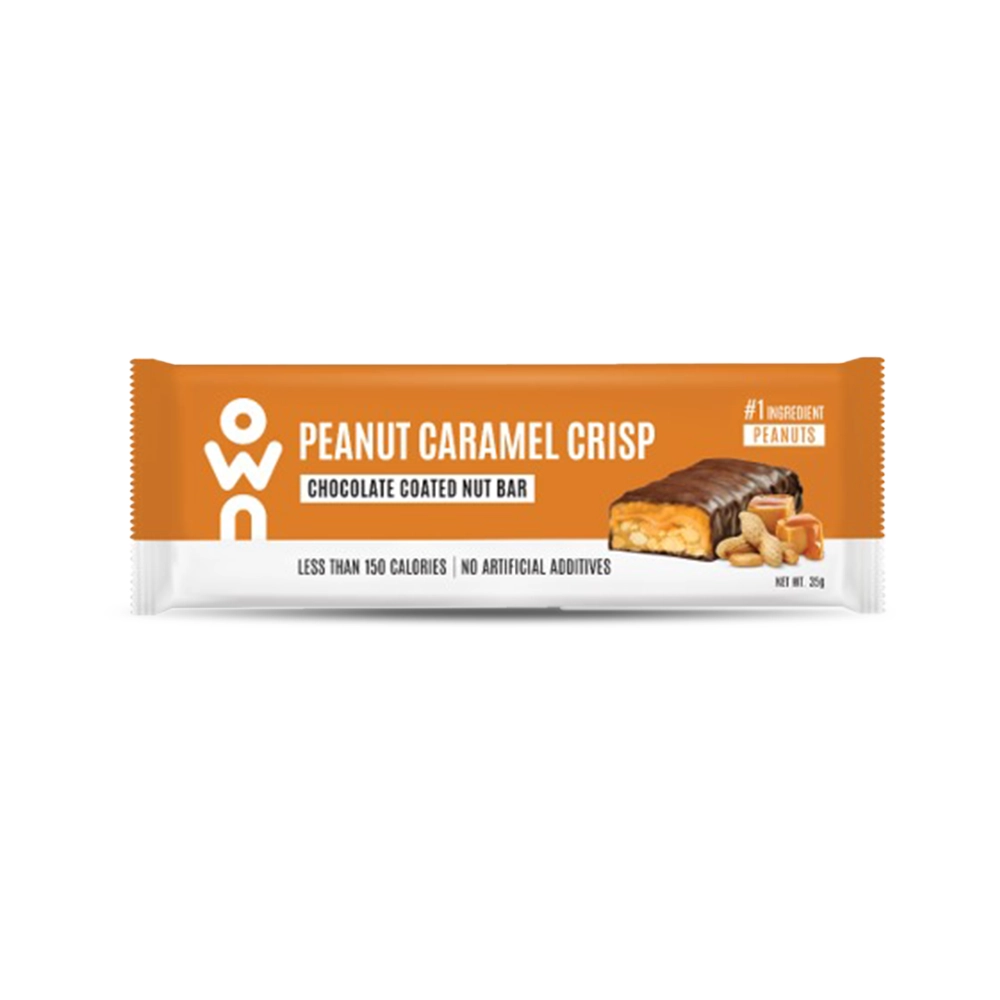 28004_1.webp OWN Peanut Caramel Crisp Chocolate Coated Nut Bar | Low-Calorie Snack | 35g - Image 1