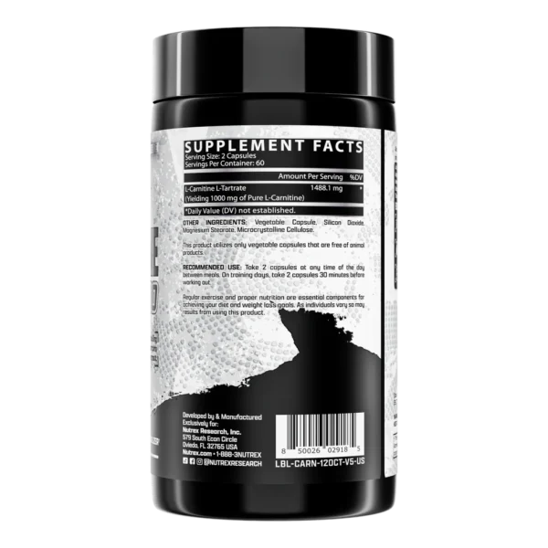 Nutrex L-Carnitine 1000 - 120 Caps - Image 2