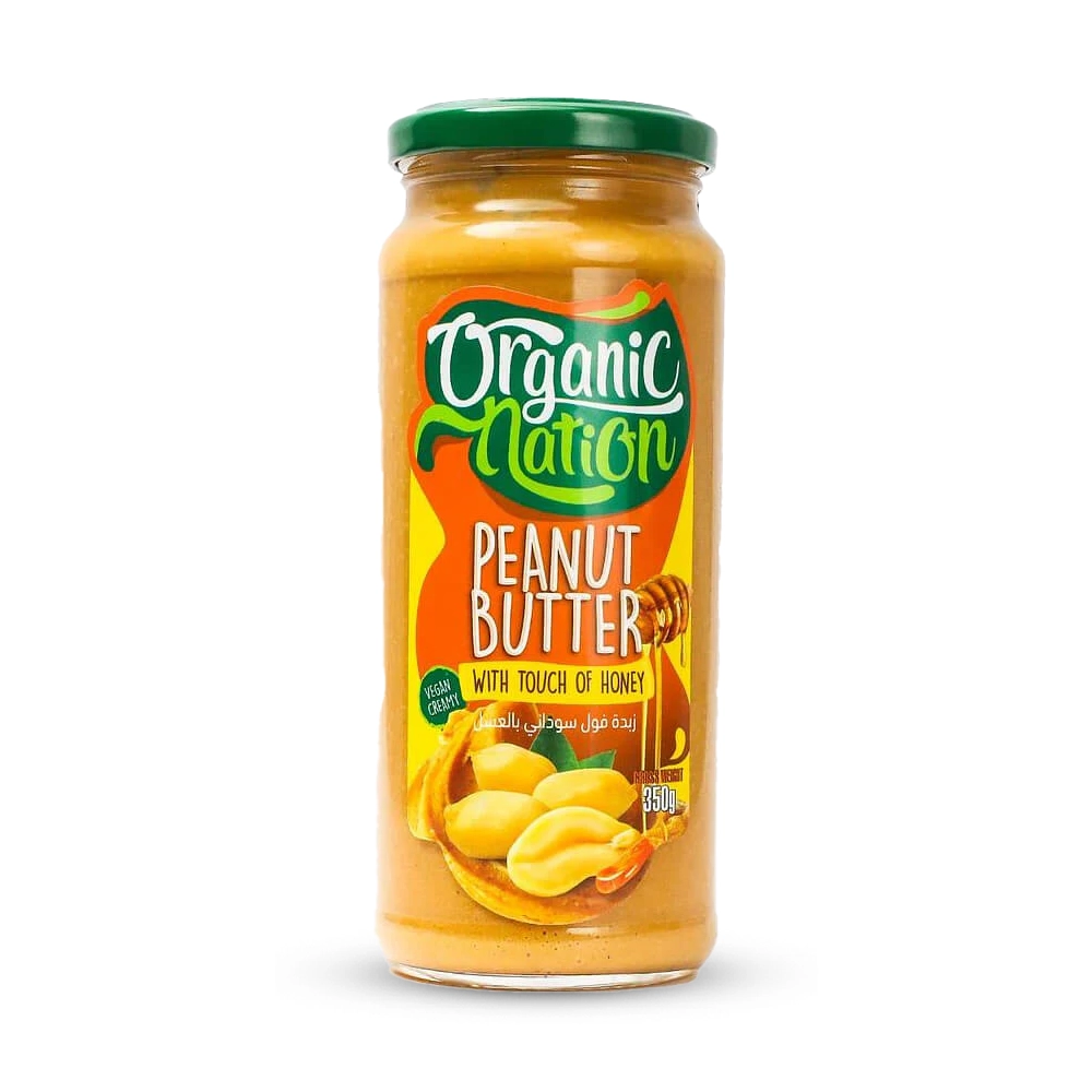 ORGANIC.NATION.PEANUT-BUTTER-14264-WITH-HONEY-.350G_1.webp Organic Nation Peanut Butter with Honey | 350g, Natural & Delicious - Image 1