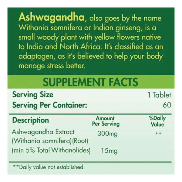 Organic Nation Ashwagandha 600 14230 30Serv. 60Tablets 2