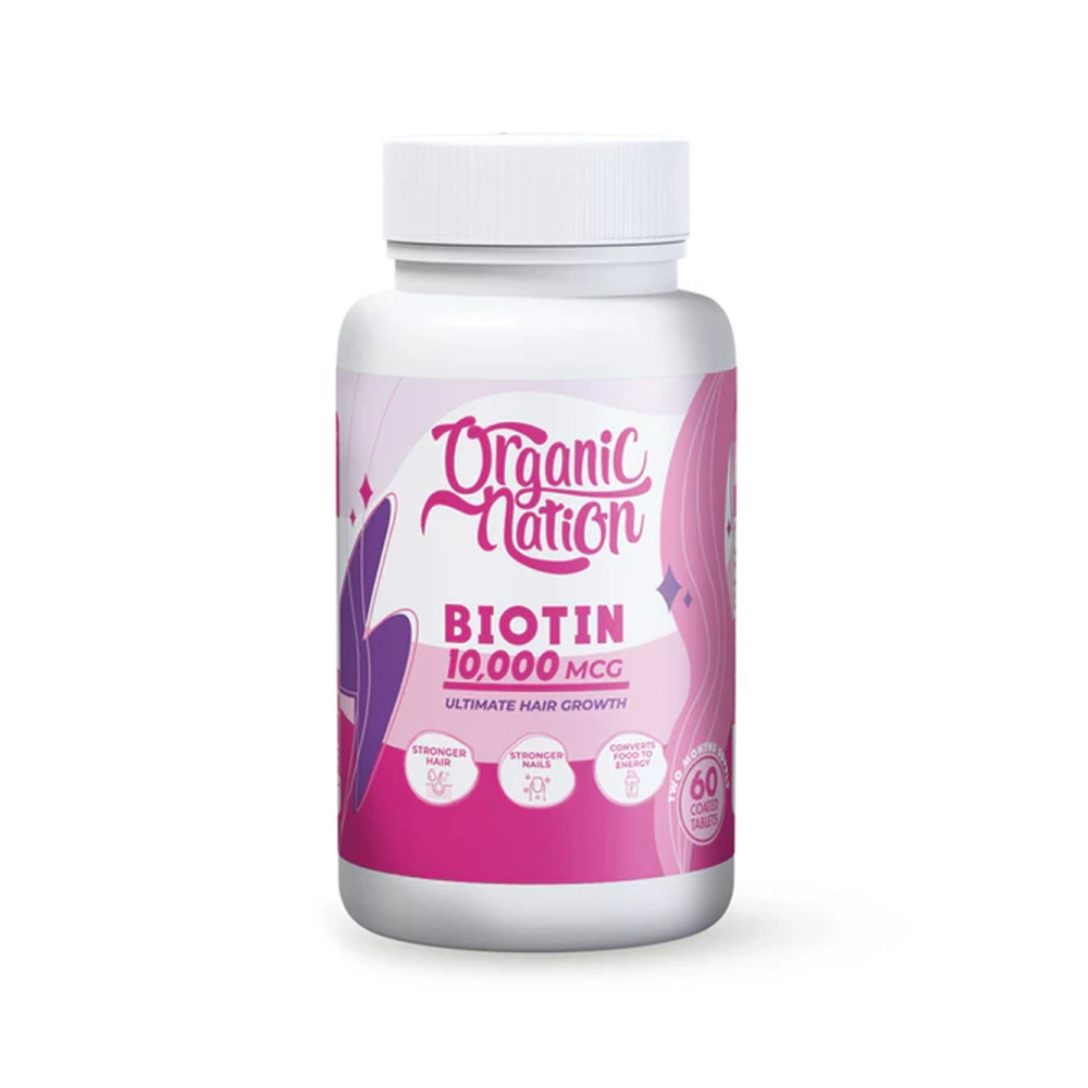 Organic-Nation-Biotin-10000MCG-Ultimate-14233-Hair-Growth-60Serv.-60Tablets_1.webp Organic Nation Biotin 10,000 MCG | 60 Tablets for Hair Growth - Image 1