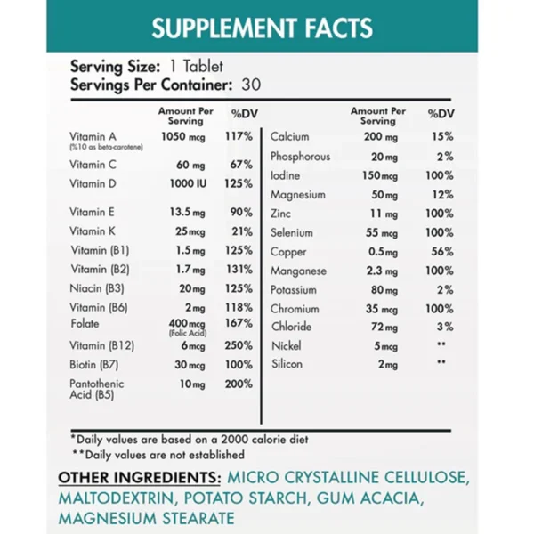 Organic Nation Vita Nation | 30 Tablets, Multivitamin Formula - Image 2