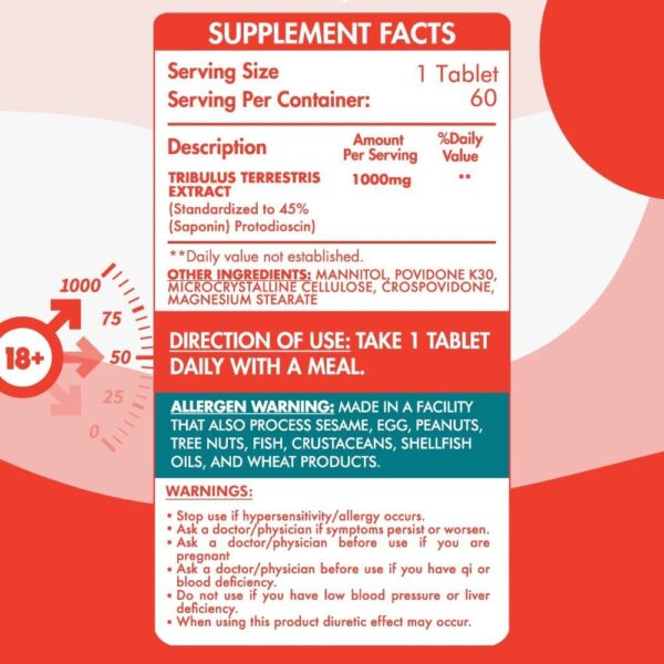 Organic Nation Tribulus 1000 Mens Health Support 60 Tablets 3