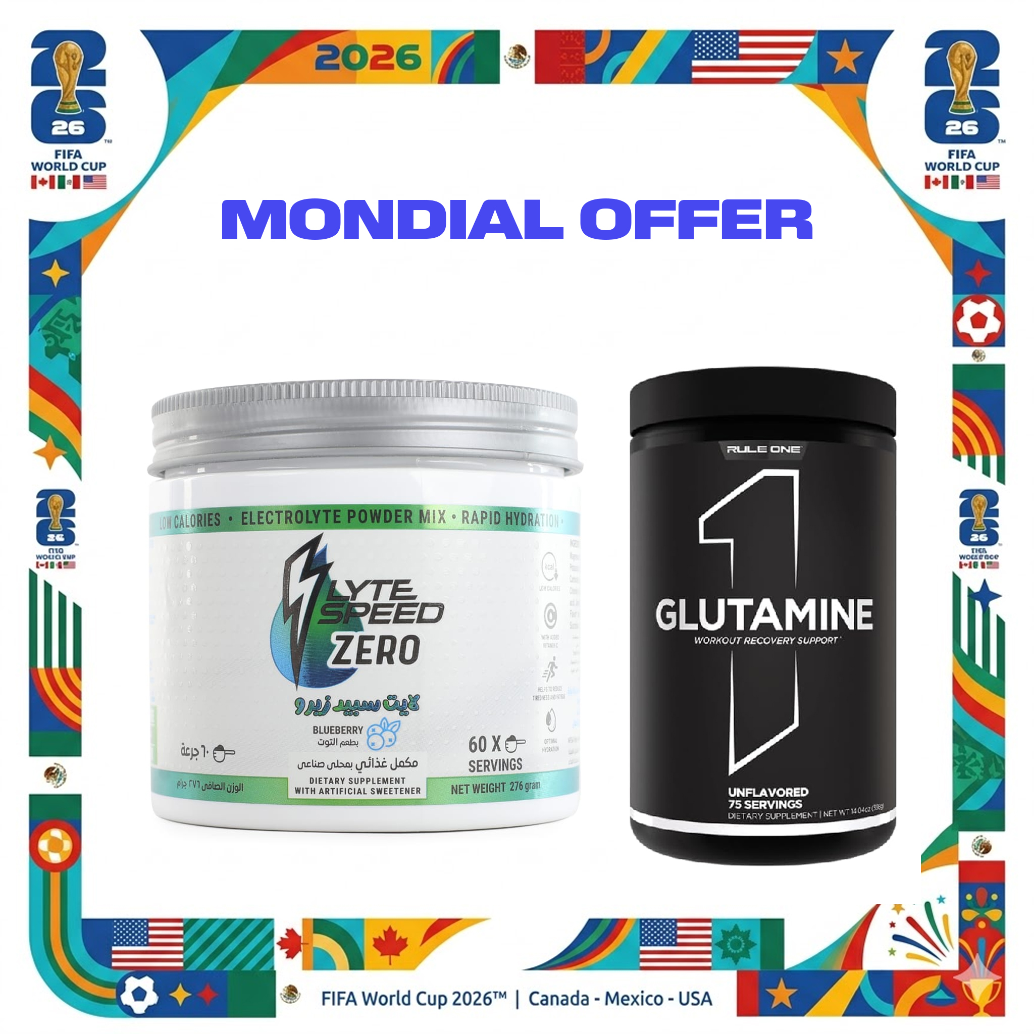 11 Lyte Speed Zero Electrolyte Powder Mix Lyte Speed 60 Servings + Rule1 Glutamine 75 Serv - Image 1