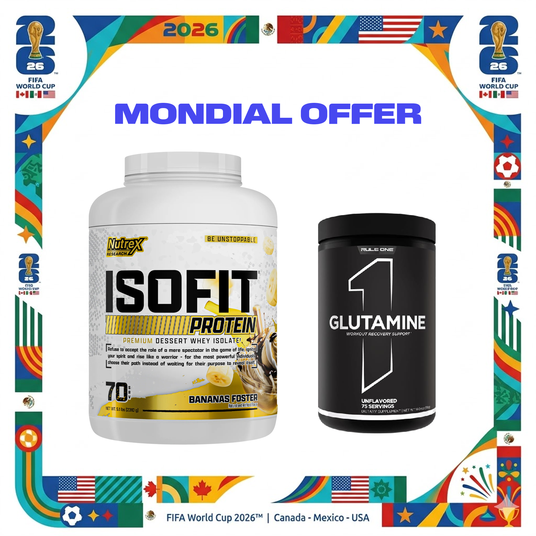 12 Nutrex IsoFit Whey Protein Isolate 2.3 Kg + Rule1 Glutamine 75 Serv - Image 1