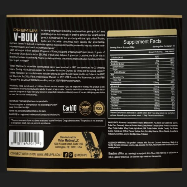 Victor Martinez Premium V Bulk Mass Gainer 5.44kg 16 Servings 3