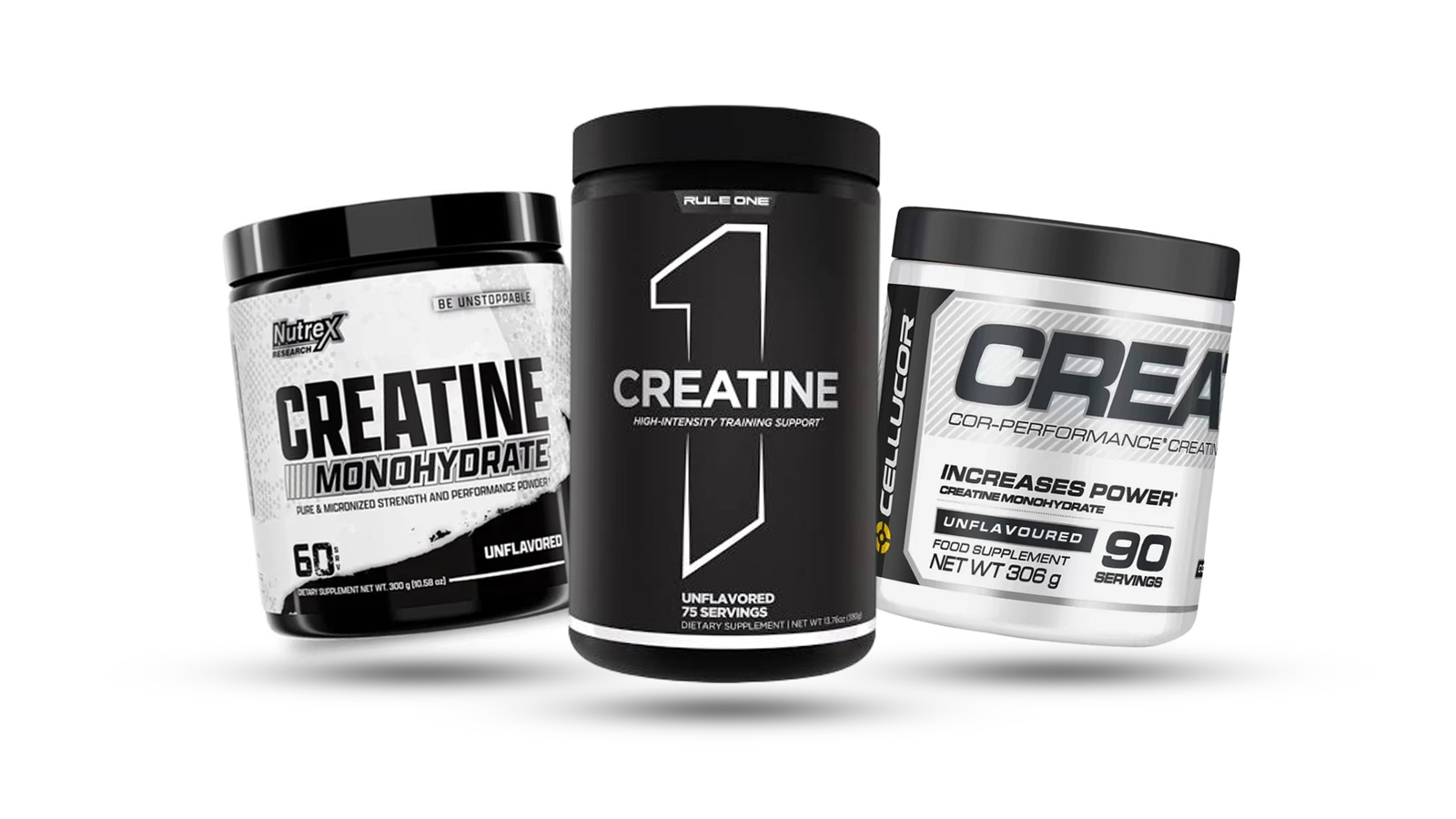 Nutrex, Rule One R1 and Cellucor creatine monohydrate supplements