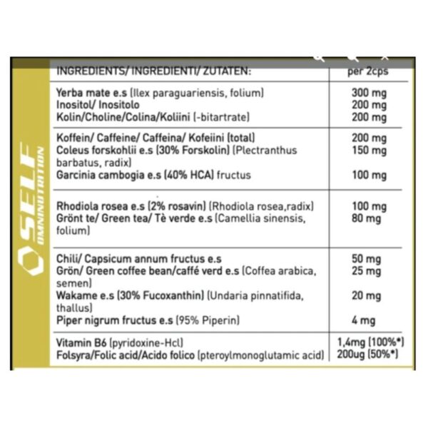 Self Omninutrition Ripped Burn Thermogenic Food Supplement – 30 Vegan Capsules 1