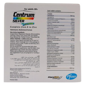centrum silver 50 30 tablets nutrition facts original label
