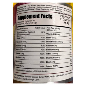 limitless woman multigummies 90 gummies nutrition facts original label